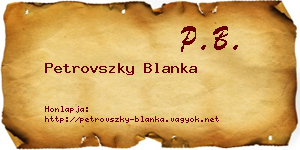 Petrovszky Blanka névjegykártya